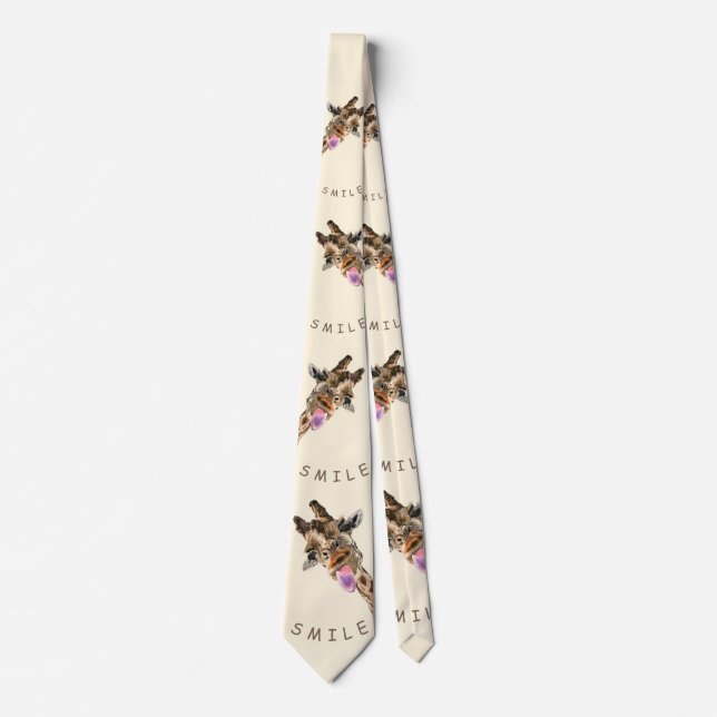 Funny Neck Tie mit spielerischer Giraffe - Lächeln Krawatte (Vorderseite)