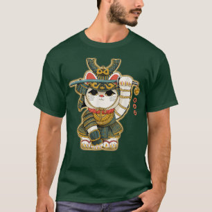 Funny Neko Lucky Cat Samurai Japan für Männer Frau T-Shirt
