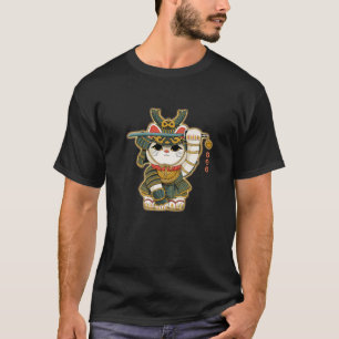 Funny Neko Lucky Cat Samurai Japan für Männer Frau T-Shirt