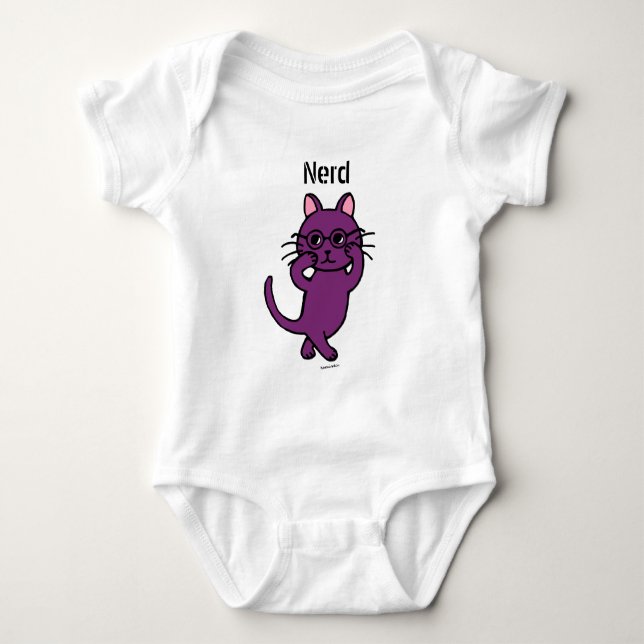 Funny Nerd Cat Cartoon T-Shirt (Vorderseite)