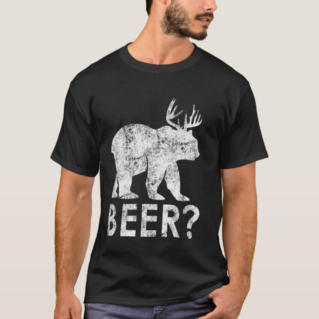 Funny Nerdy Beer Bär Deer Hunter Drinker Puft Gesc T-Shirt (Vorderseite)