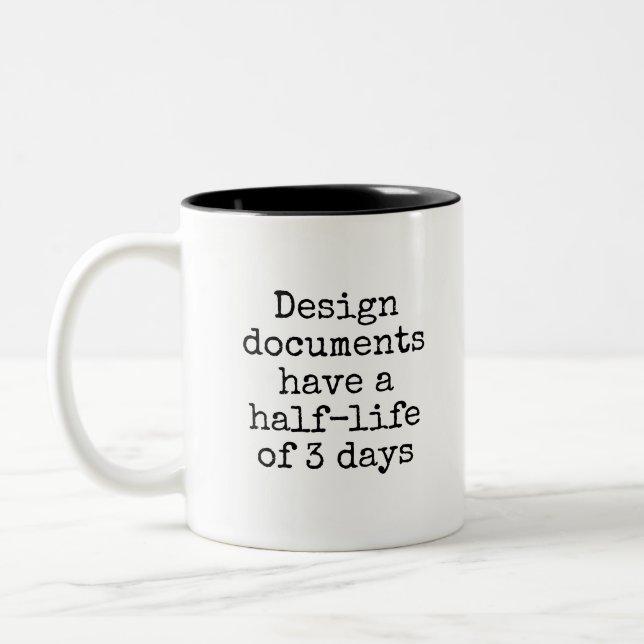 Funny Nerdy Design Document Office Zweifarbige Tasse (Links)