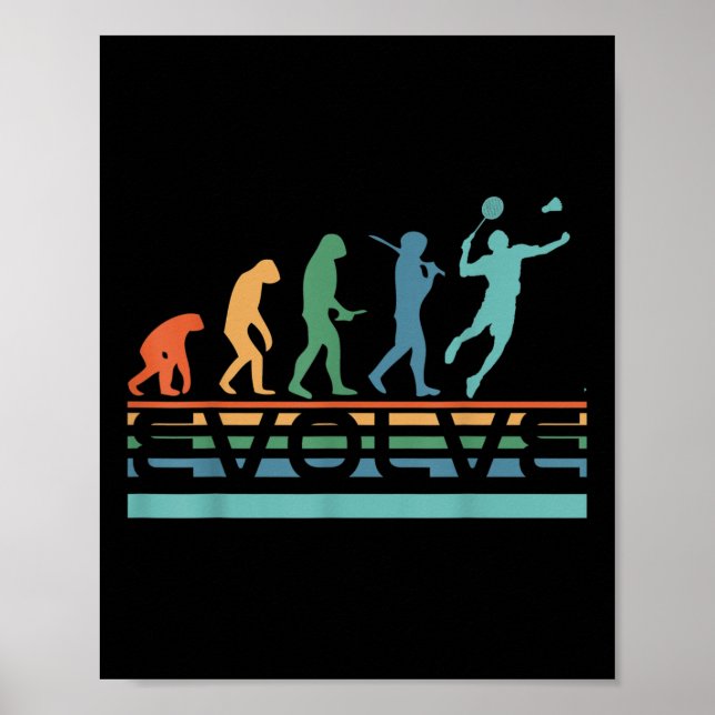 Funny Nerdy Evolve Badminton Player Evolution Spor Poster (Vorne)