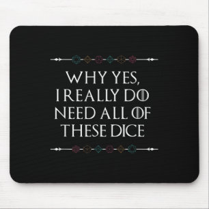 Funny Nerdy Gaming D20 Rpg Dice Sprichwort Quote G Mousepad