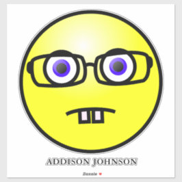 Funny Nerdy Geek Emoji Yellow Face Name 14" Aufkleber