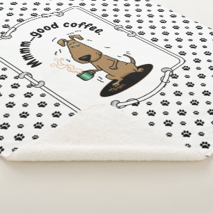 Funny Nervous Jittery Hound Hund auf Kaffee Sherpadecke