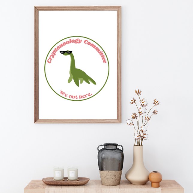 Funny Nessie Cryptid Club, Green & Pink Retro Poster (Von Creator hochgeladen)