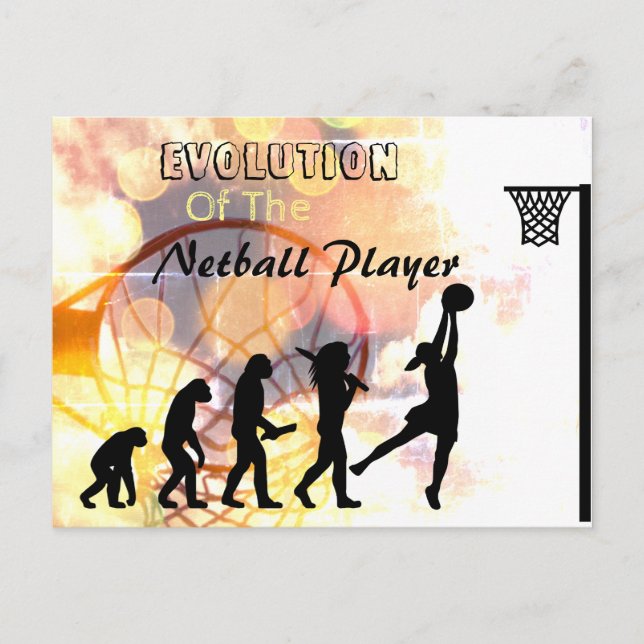 Funny Netball Player Evolution Thema Postkarte (Vorderseite)