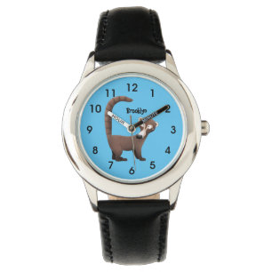 Funny neugierig coatimundi Cartoon Illustration Armbanduhr