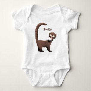 Funny neugierig coatimundi Cartoon Illustration Baby Strampler