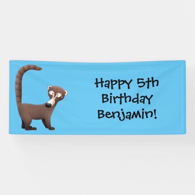 Funny neugierig coatimundi Cartoon Illustration Banner (Horizontal)