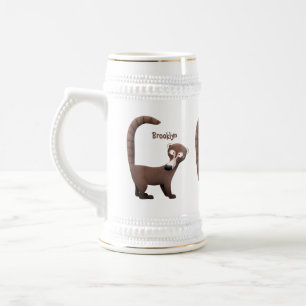 Funny neugierig coatimundi Cartoon Illustration Bierglas