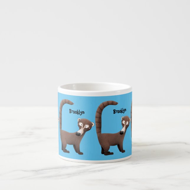 Funny neugierig coatimundi Cartoon Illustration Espressotasse (Vorderseite)