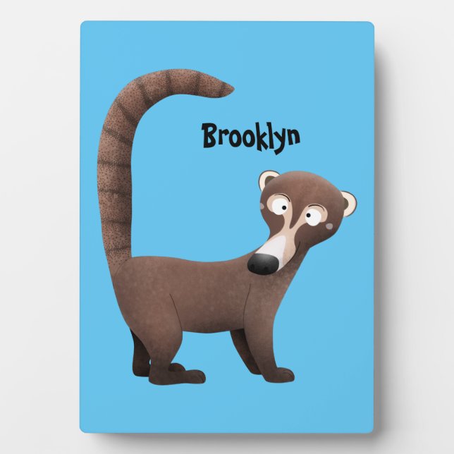 Funny neugierig coatimundi Cartoon Illustration Fotoplatte (Vorderseite)