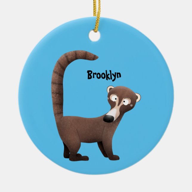 Funny neugierig coatimundi Cartoon Illustration Keramik Ornament (Vorne)