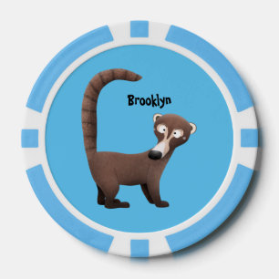 Funny neugierig coatimundi Cartoon Illustration Pokerchips