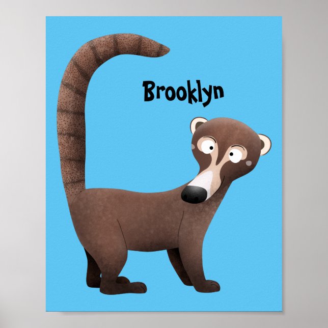 Funny neugierig coatimundi Cartoon Illustration Poster (Vorne)