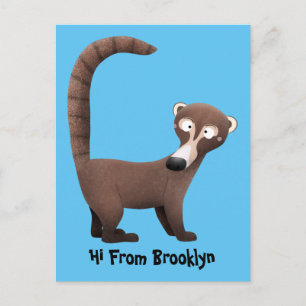 Funny neugierig coatimundi Cartoon Illustration Postkarte