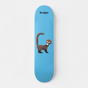 Funny neugierig coatimundi Cartoon Illustration Skateboard