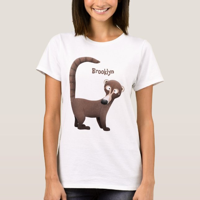 Funny neugierig coatimundi Cartoon Illustration T-Shirt (Vorderseite)