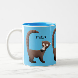 Funny neugierig coatimundi Cartoon Illustration Zweifarbige Tasse