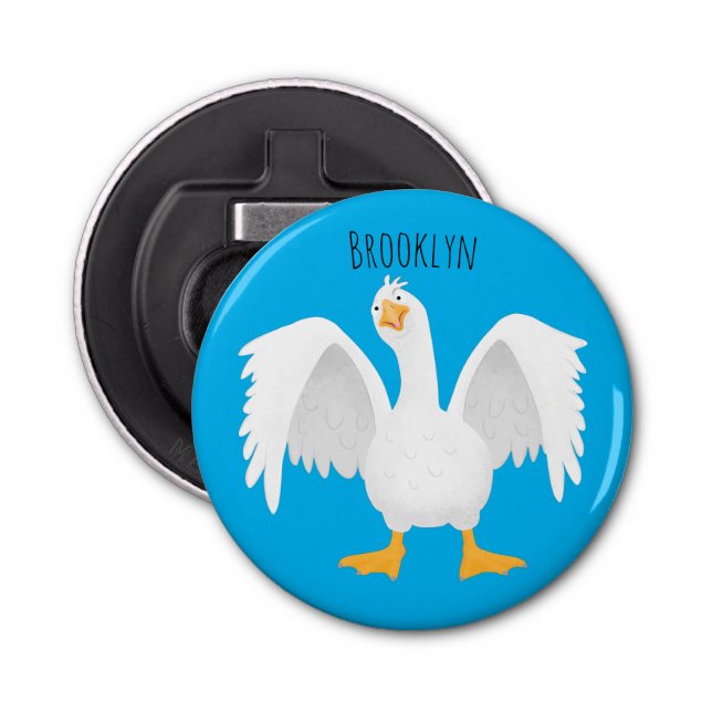 Funny neugierig Hausgans Cartoon Illustration Flaschenöffner (Vorderseite)