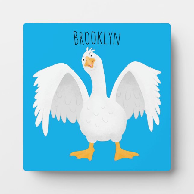 Funny neugierig Hausgans Cartoon Illustration Fotoplatte (Vorderseite)