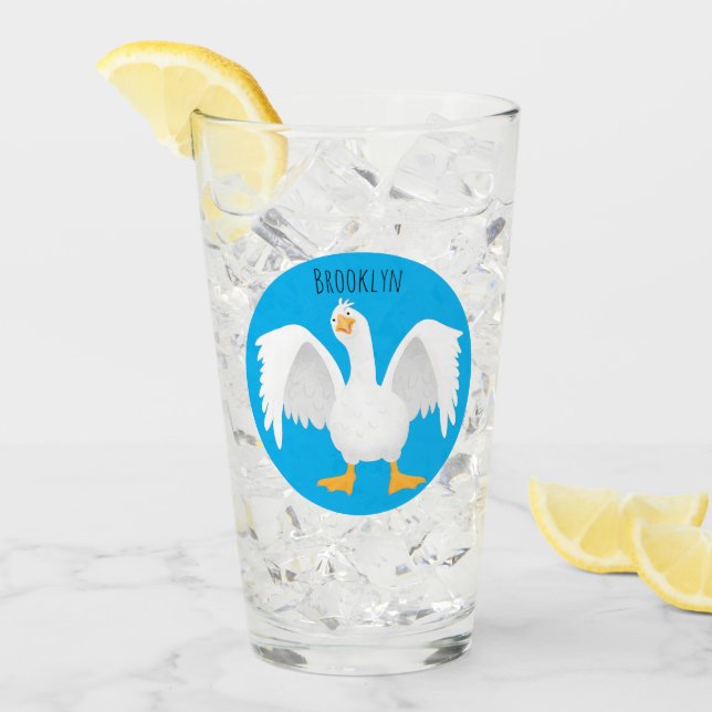 Funny neugierig Hausgans Cartoon Illustration Glas (Vorderseite Ice)