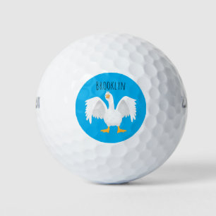 Funny neugierig Hausgans Cartoon Illustration Golfball