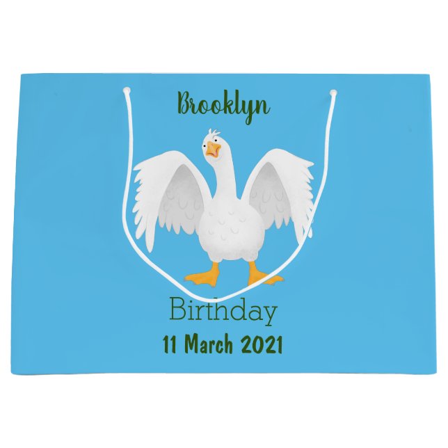 Funny neugierig Hausgans Cartoon Illustration Große Geschenktüte (Vorderseite)