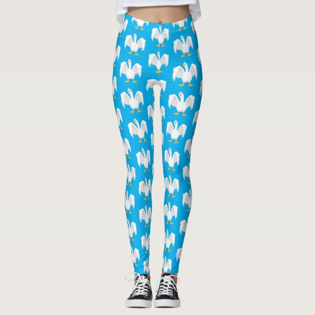 Funny neugierig Hausgans Cartoon Illustration Leggings (Vorderseite)