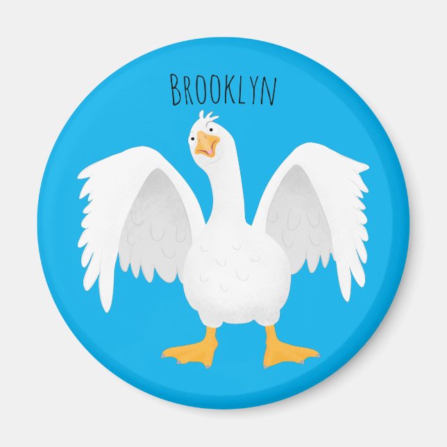 Funny neugierig Hausgans Cartoon Illustration Magnet (Vorne)