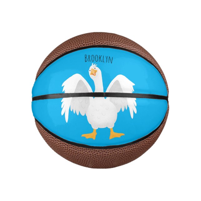 Funny neugierig Hausgans Cartoon Illustration Mini Basketball (Vorderseite)