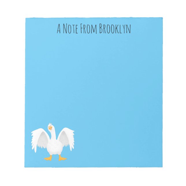 Funny neugierig Hausgans Cartoon Illustration Notizblock (Vorderseite)