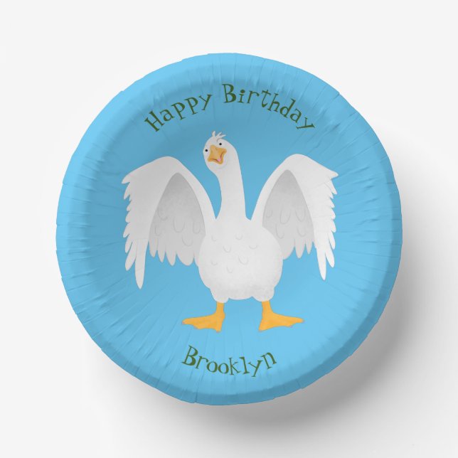 Funny neugierig Hausgans Cartoon Illustration Pappteller (Vorderseite)