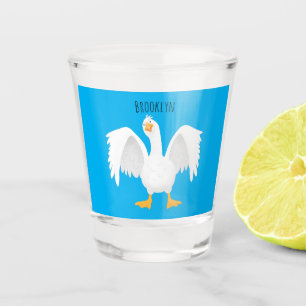 Funny neugierig Hausgans Cartoon Illustration Schnapsglas