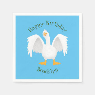 Funny neugierig Hausgans Cartoon Illustration Serviette