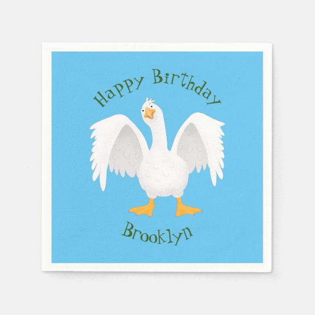 Funny neugierig Hausgans Cartoon Illustration Serviette (Vorderseite)