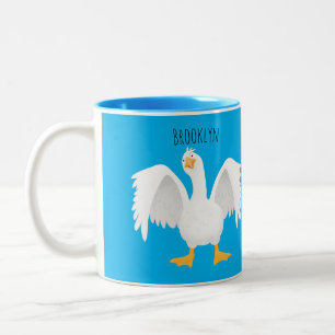 Funny neugierig Hausgans Cartoon Illustration Zweifarbige Tasse
