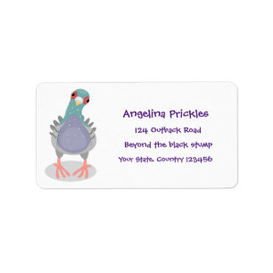 Funny neugierig Taube Cartoon Illustration Adressaufkleber