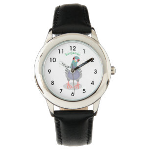 Funny neugierig Taube Cartoon Illustration Armbanduhr