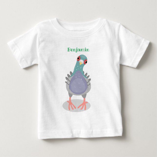 Funny neugierig Taube Cartoon Illustration Baby T-shirt (Vorderseite)