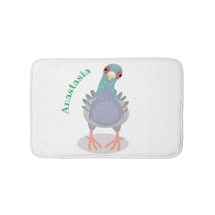 Funny neugierig Taube Cartoon Illustration Badematte