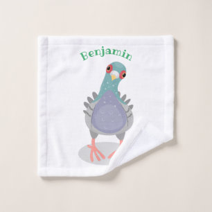 Funny neugierig Taube Cartoon Illustration Badhandtuch Set