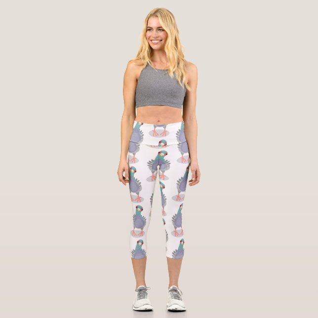 Funny neugierig Taube Cartoon Illustration Capri Leggings (Vorderseite)