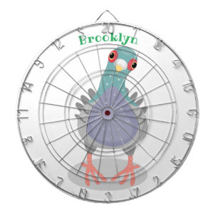Funny neugierig Taube Cartoon Illustration Dartscheibe