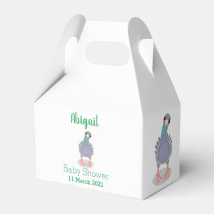 Funny neugierig Taube Cartoon Illustration Geschenkschachtel