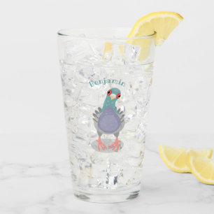 Funny neugierig Taube Cartoon Illustration Glas