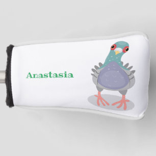 Funny neugierig Taube Cartoon Illustration Golf Headcover