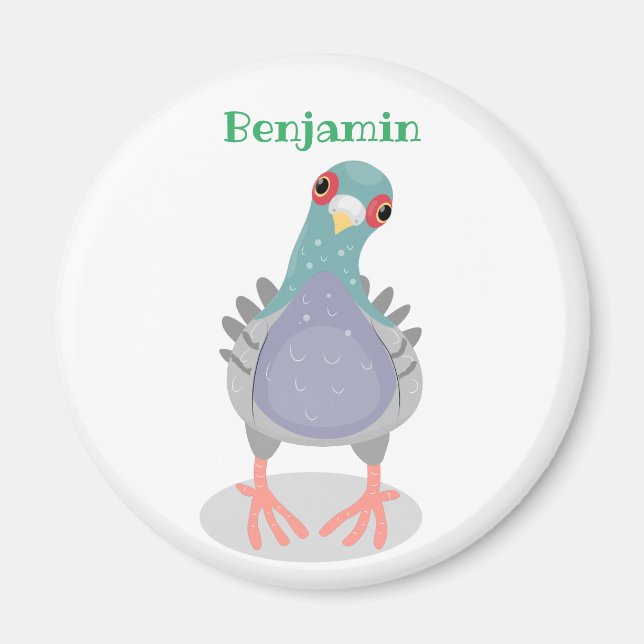 Funny neugierig Taube Cartoon Illustration Magnet (Vorne)